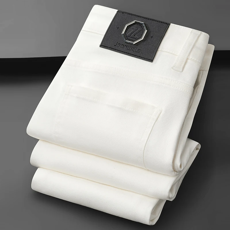 

Осенние Новые Мужские Джинсы M-образного кроя с двумя пуговицами, прямые, повседневные, классические, синие, из денима, распродажа