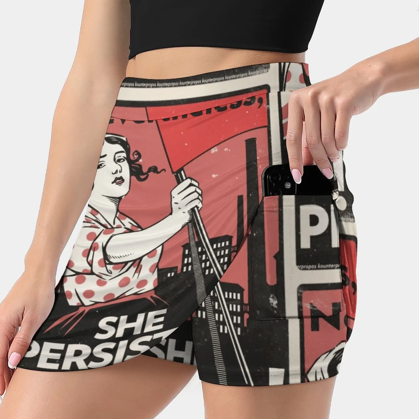 Nevertheless She Persisted ( Vector Recreation ) Women's skirt Sport Skort Skirt With Pocket Fashion Korean Style Skirt 4Xl