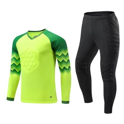 Uniforme da portiere di calcio per adulti maglia da calcio da portiere da uomo pantaloni da portiere protettivi a maniche lunghe da bambino