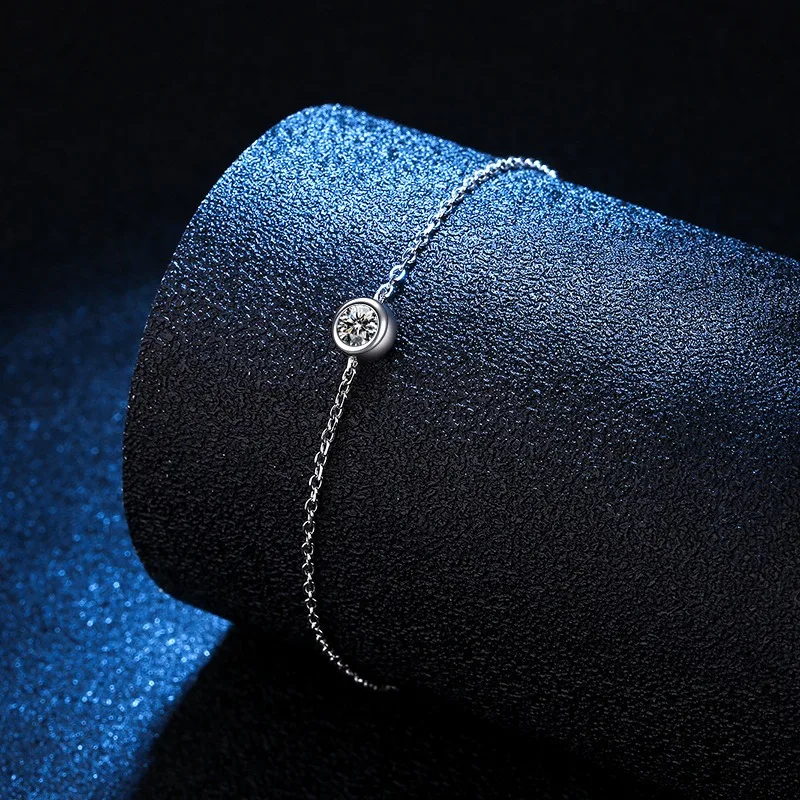 

0.3 Carat Moissanite Bubble Charm Bracelet 925 Sterling Silver Platinum Plated Lucky French Style Jewelry for Women