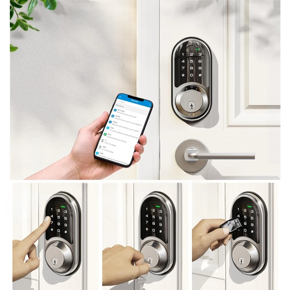 Control, Electronic Digital Lock with Touchscreen Keypad Set, Smart Deadbolt, Auto Lock, Easy Installation, Satin Nickel