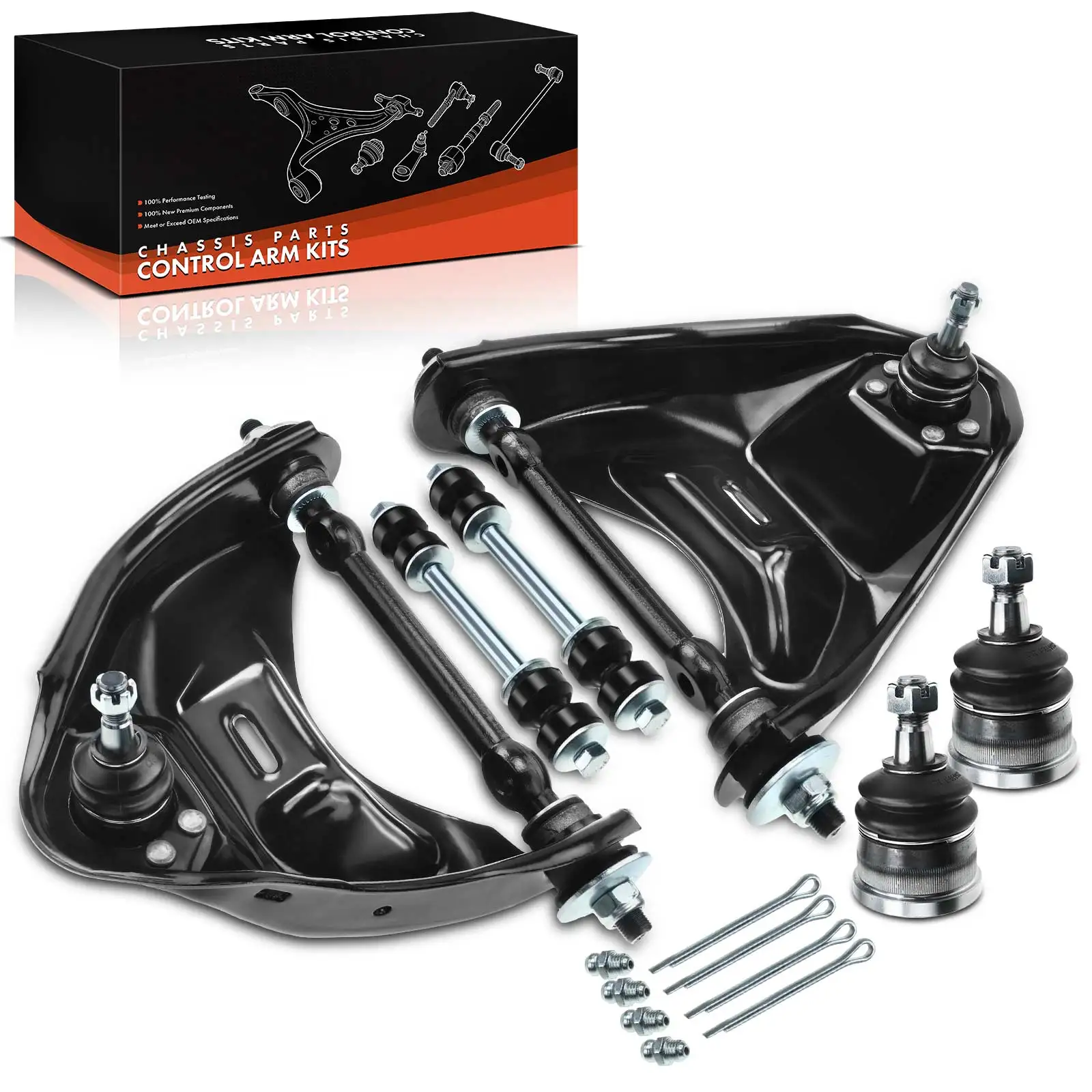 Frankberg 6-delige set onderste vooras-stuurarmen voor Chevrolet Blazer, S10, S10 Pickup en GMC Jimmy, 1994–2005; Artikelnummers: 1391880, E3AZ5A486A