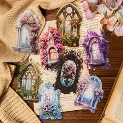 10pcs/pack Flowers Window Sticker PET Materials Collage Junk Journal DIY Scrapbooking Supplies Aesthetics Decor Sticker