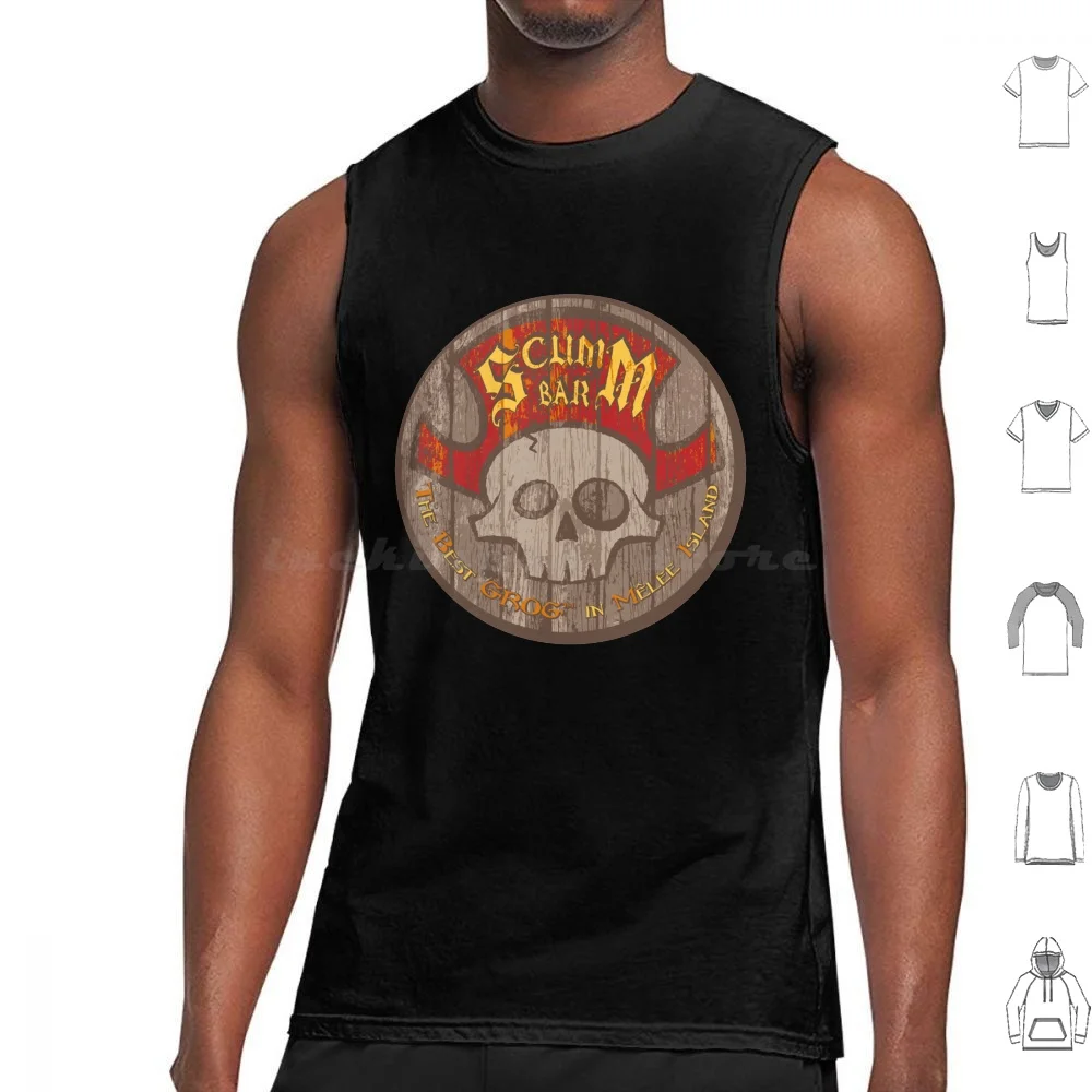 Scumm Bar Essential Tank Tops Print Cotton Monkey Island Lechuck Scumm Bar Guybrush Monkey Grog Pirate