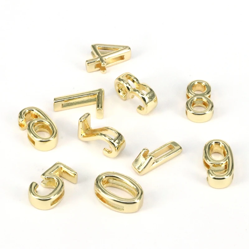 26Pcs/Number Balloon 0-9 Gold Silver Glossy Digit Pendant Copper DIY Personalized  Handmade Jewelry Materials Wholesale