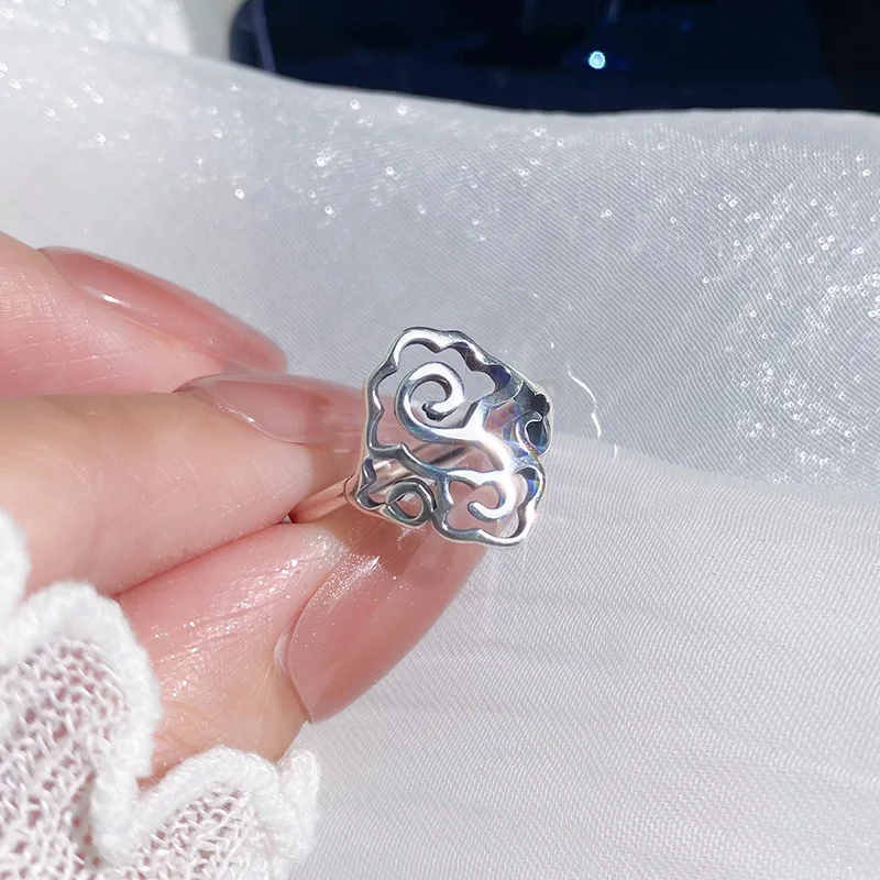 

925 Sterling Silver Elegant Vintage Luxury Jewelry Ladies Cloud Stackable Rings For Women Accessories Jewellery Money 925