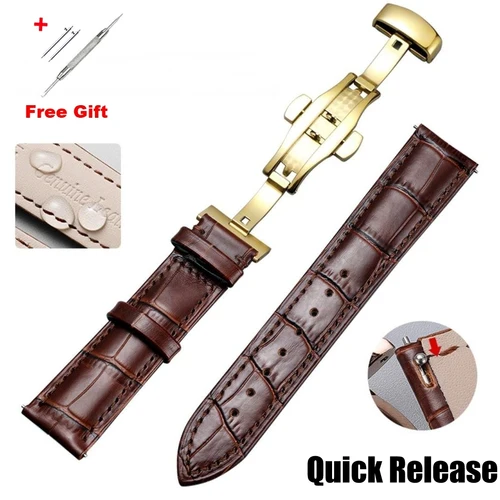 Liberación rápida * Piel de animal real * Correa de reloj de cuero 13 mm 12 mm 15 mm 17 mm 19 mm 21 m 23 mm 24 mm 14 mm 16 mm 18 mm 20 mm