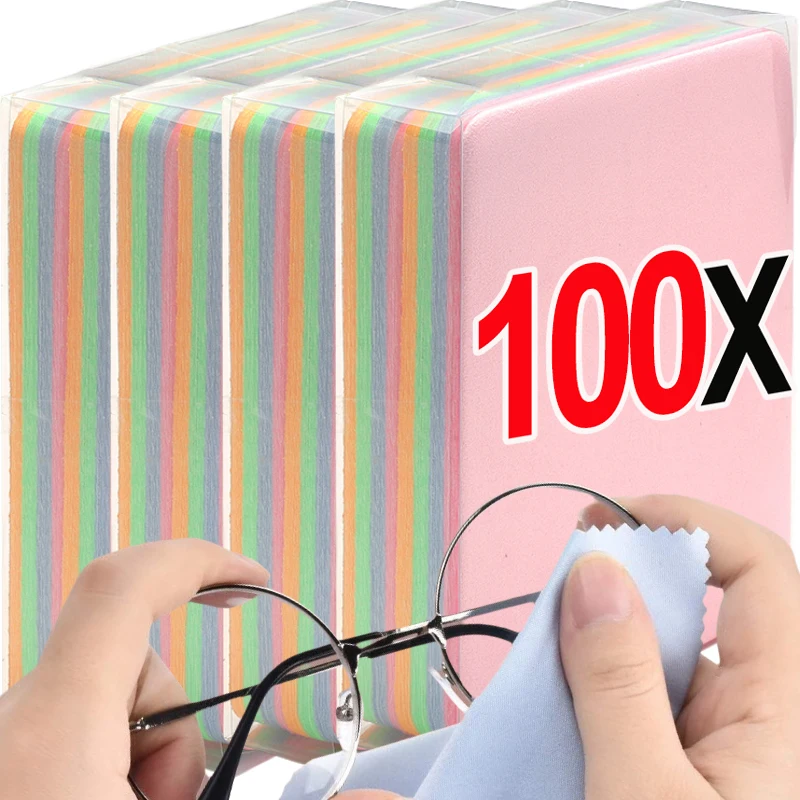 1/100PCS Microfiber Cleaning Cloth High Quality Chamois Glasses Cleaner Eyewear Cloth Len Phone Screen Cleaning Wipes Wholesale