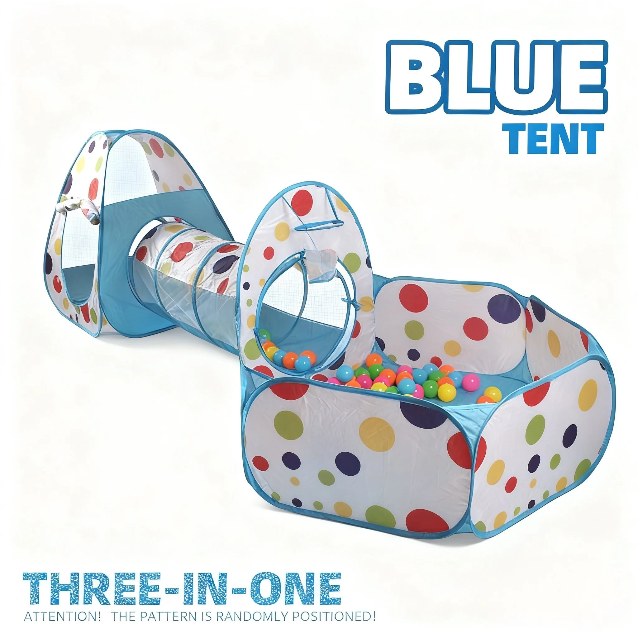 خيمة لعب للأطفال، حفرة كرة لعبة - نفق لعب - خيمة مثلثة، تصميم منقط، مسرح ألعاب ترفيهية خارجية، خيمة قلعة لعبة محمولة، سياج لعب منبثق ممتع، هدية مثالية للعطلات لعيد الميلاد والهالوين، لا تشمل كرات المحيط