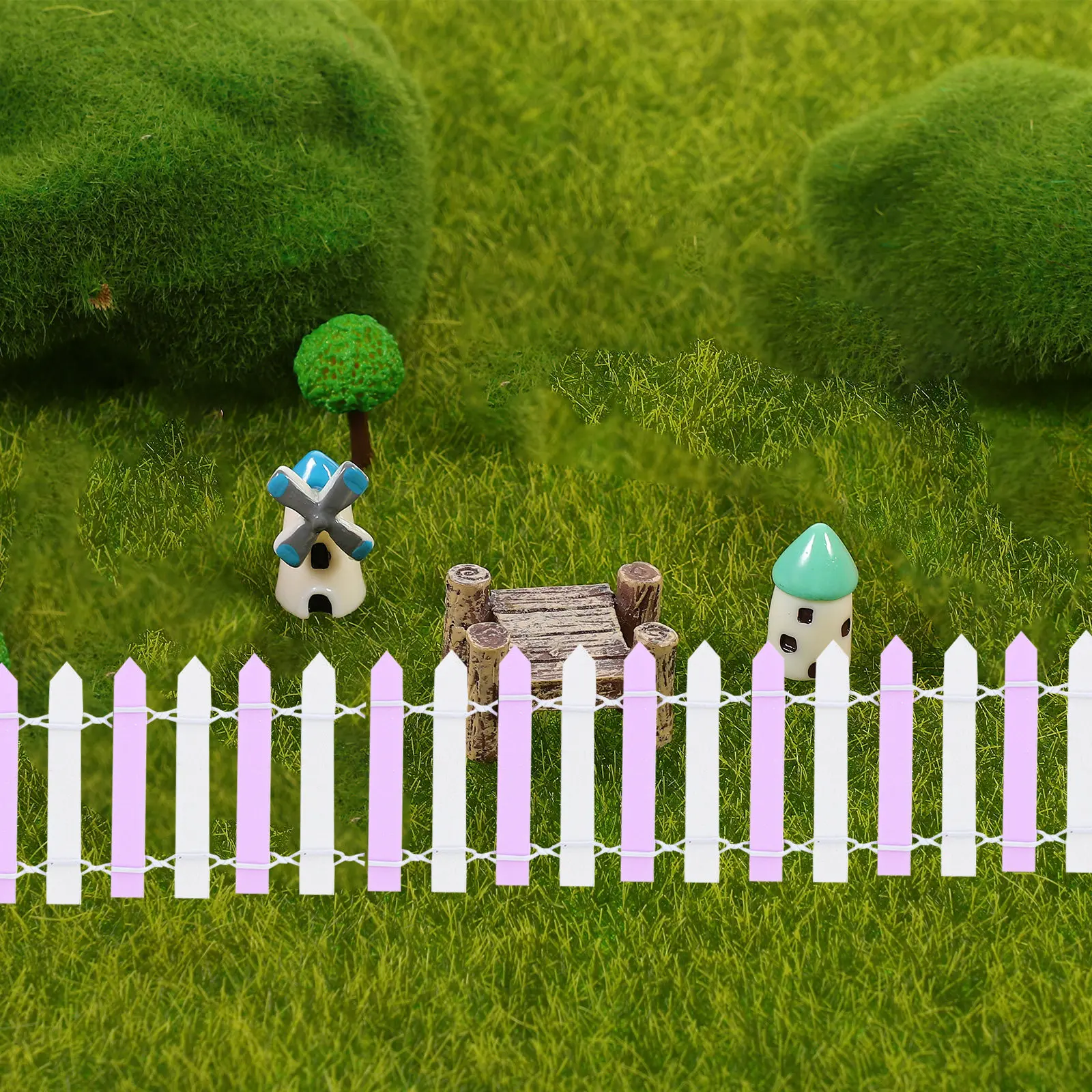 Miniature Wooden Fence Two Tone Design for Fairy Garden Micro Landscape Decorations Small Garden Border DIY Crafts Accessories