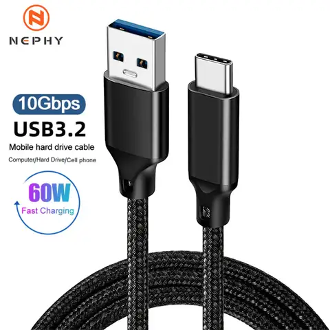 USB-A TO Type-C USB3.2 Gen2 Cable Type-A To Type-C 10Gbps Data Transfer Cable PD60W Fast Charging Cord For HUB SSD Box Laptop PC
