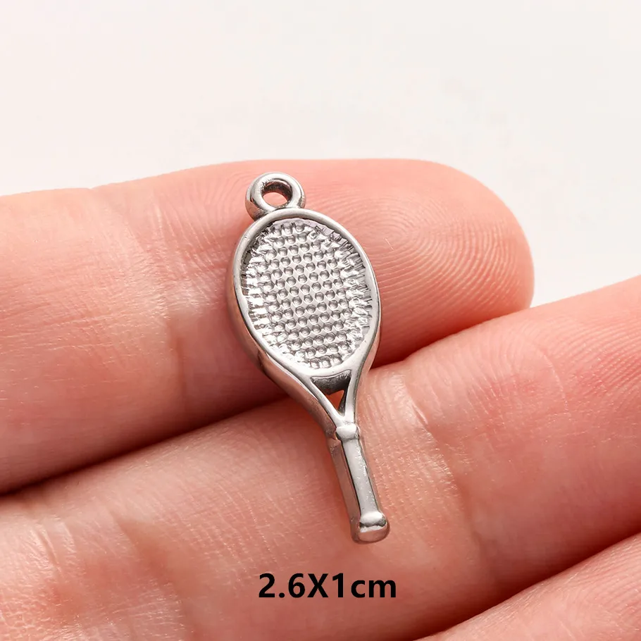 5 Stück/Set Sportanhänger aus Edelstahl: Golfschläger, Basketball, Fußball für Schmuckherstellung, Mode-Sport-DIY-Charms – Detail 9