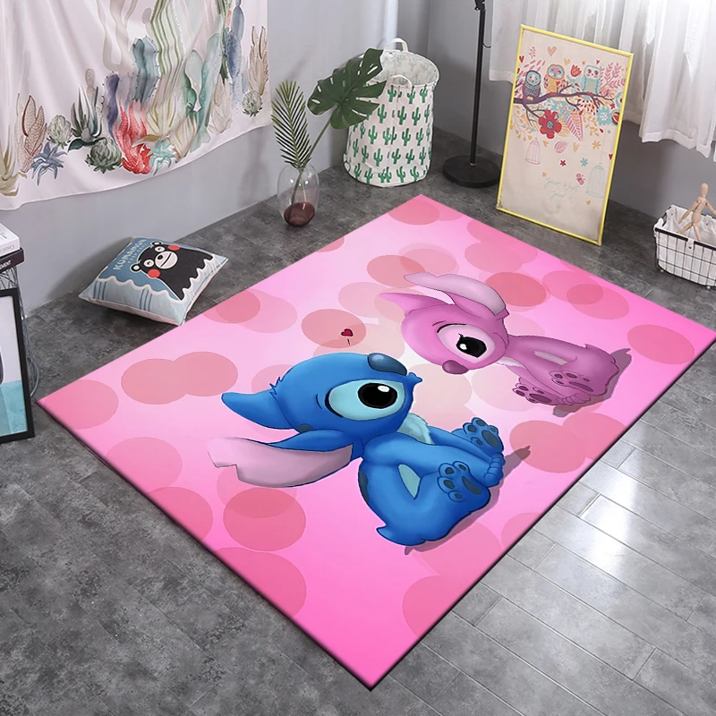 Disney Stitch 3D Anime Large Area Rugs Carpets Home Living Rooms Children\'s Kids Bedroom Sofa Doormat Floor Non-slip Mats MINISO