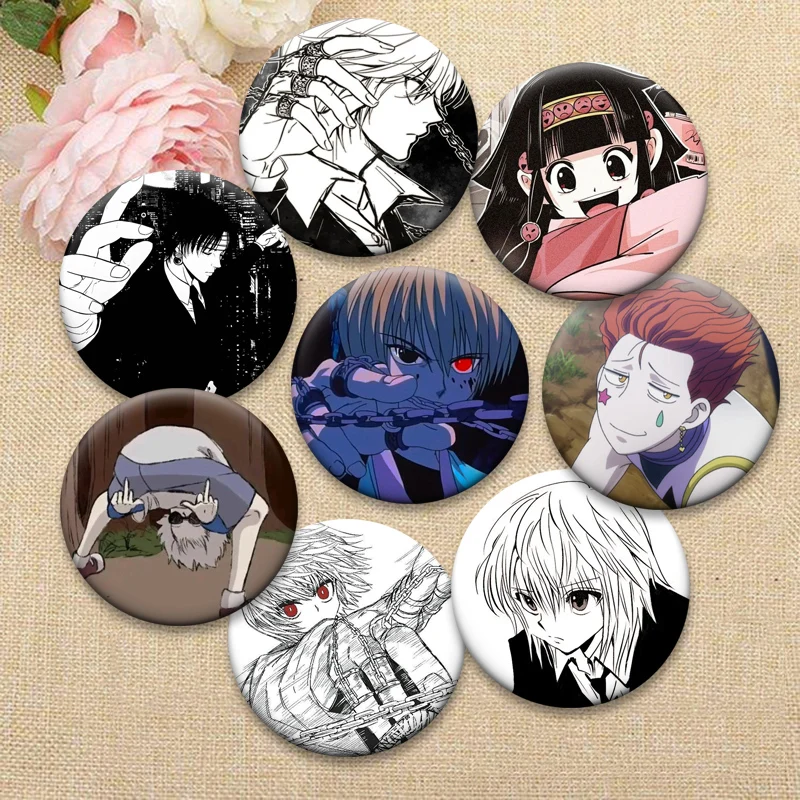 

Round Cartoon Enamel Pins Anime Hunter X Hunter Brooches Zoldyck Killua Kurapika Freecss Gon Badge Daily Stylish Ornament