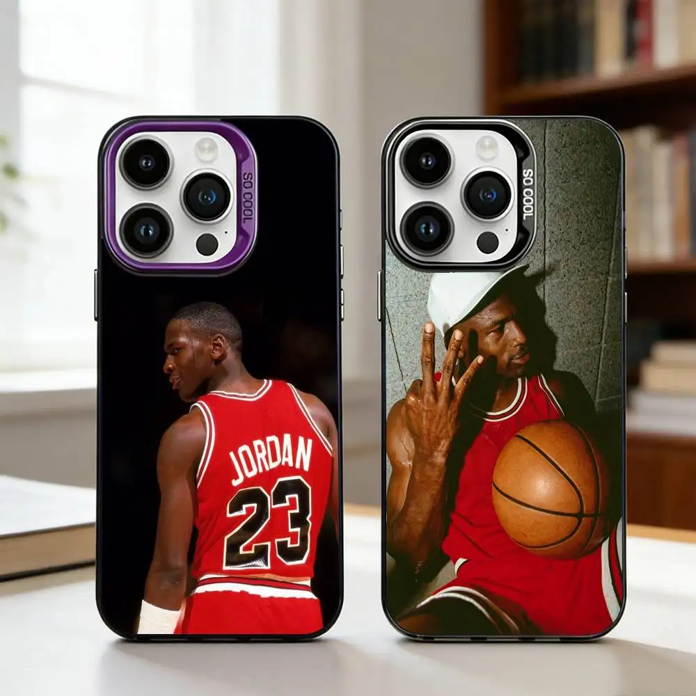 Funda para Teléfono J-Jordan, Clásica y Moderna, para iPhone 17 16 15 14 13 12 Pro Max, Gris, Negro Mate, Láser Metálico, Aurora