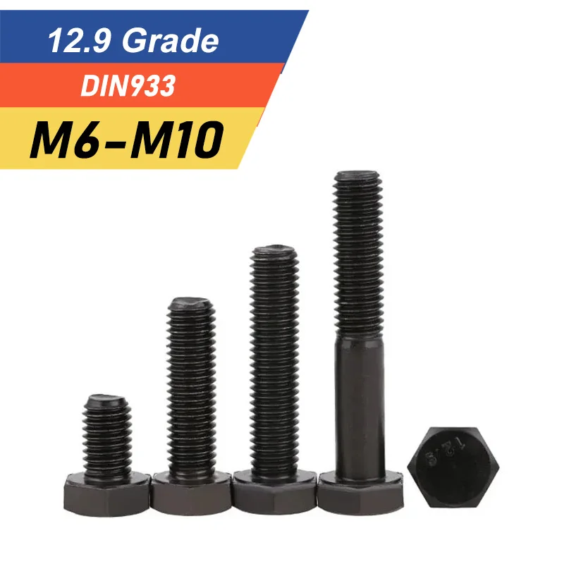 12.9 Grade Hex Head Screw   M6 M8 M10  Alloy Steel High Strength Hex Head Half Tooth Bolt5PCS