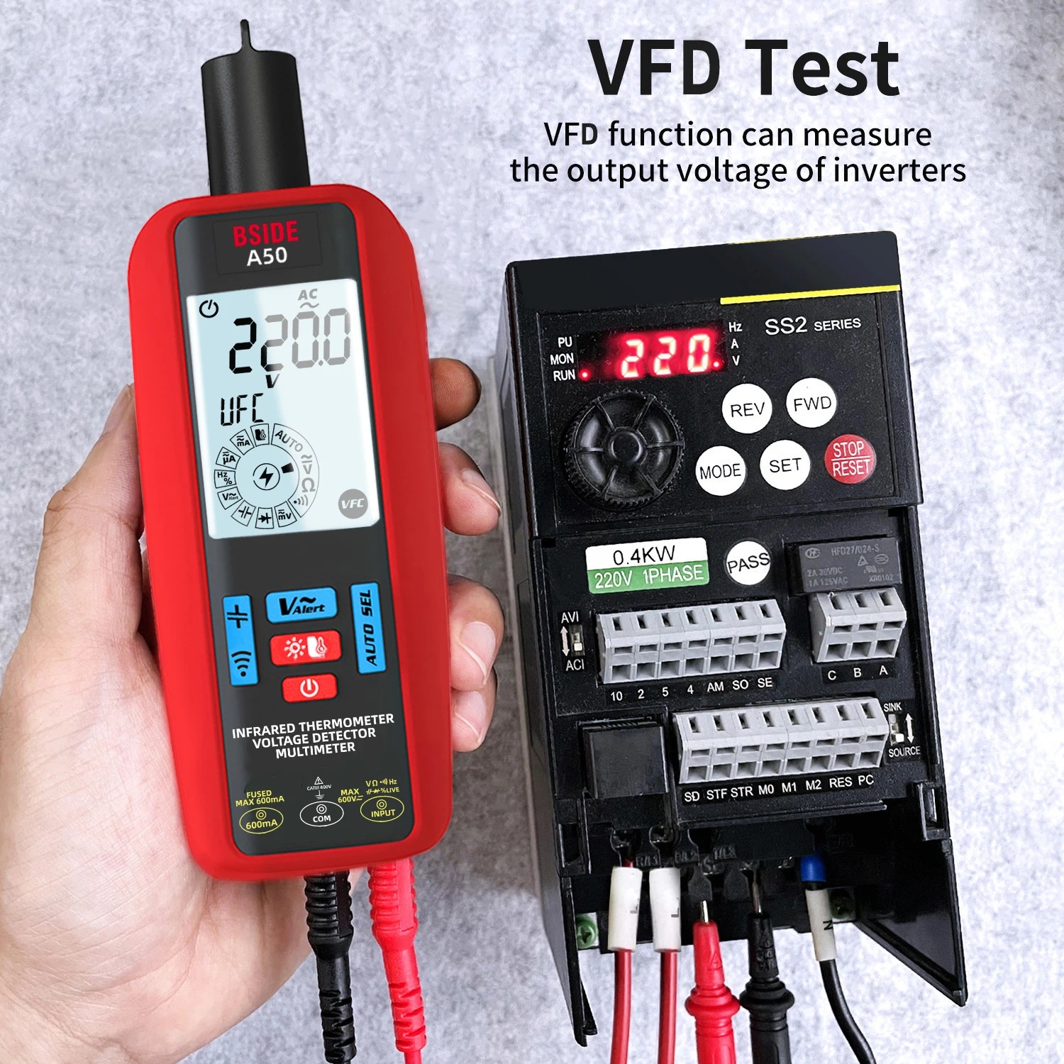 A50 Slimme Digitale Multimeter Met Infrarood Thermometer Ac/Dc Spanning Stroom Vfc Ncv Live Wire Ohm Diode Spanning Test Meter