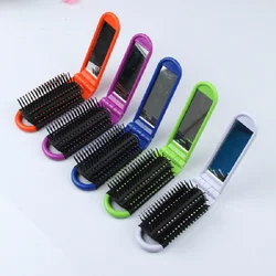 Mini Folding Hair Brush With Mirror Portable Professional Travel Hair Comb Women Men Anti Static Massage Brush Hair Styling Tool