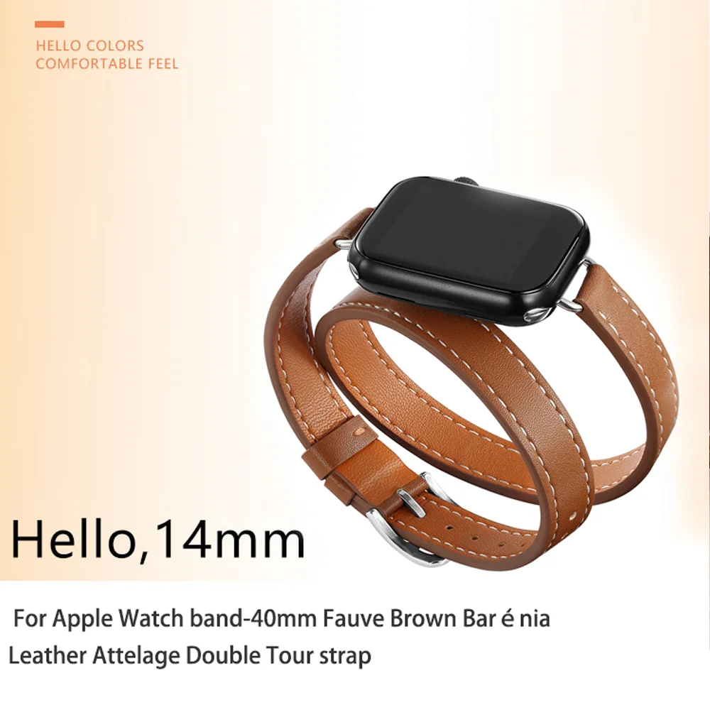 Leather Strap for Apple Watch Band Ultra 2 49mm 40mm 41mm Double Tour 45mm 42mm 44mm for Iwatch Series 9 8 7 6 Se 5 4 3 26 38mm