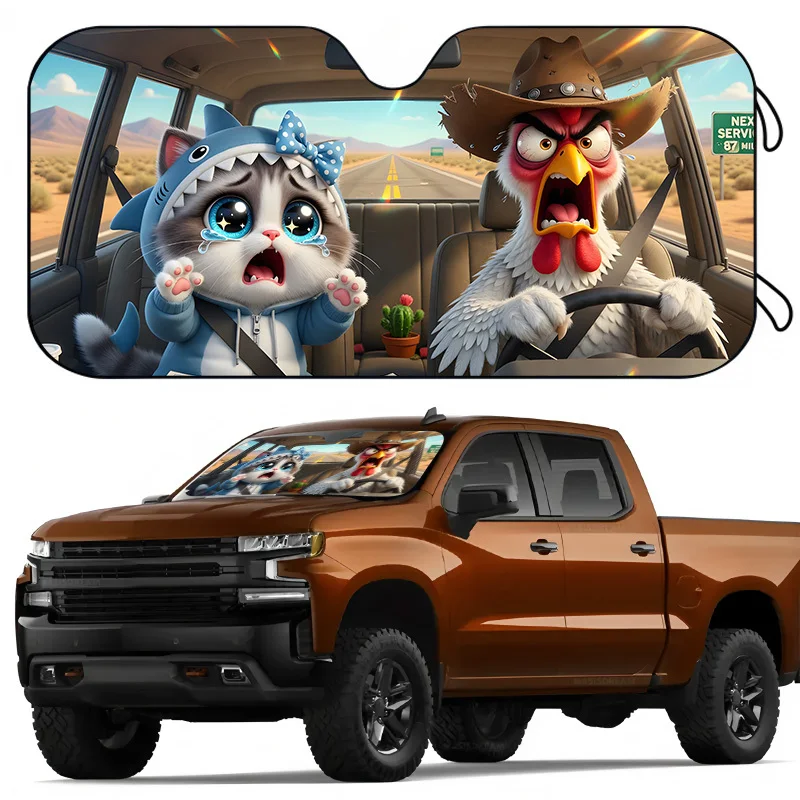 1Pcs Car Windshield Sun Shade With Playful Design, Easy Installation, Suitable For Rvs And Suvs