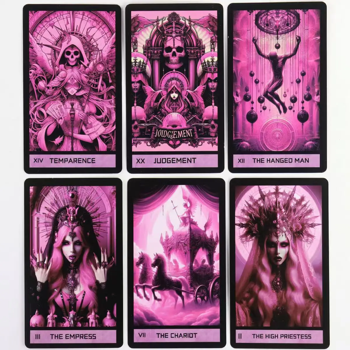 Pink Gothic Themed 10.3*6cm Tarot Cards 78 Pcs