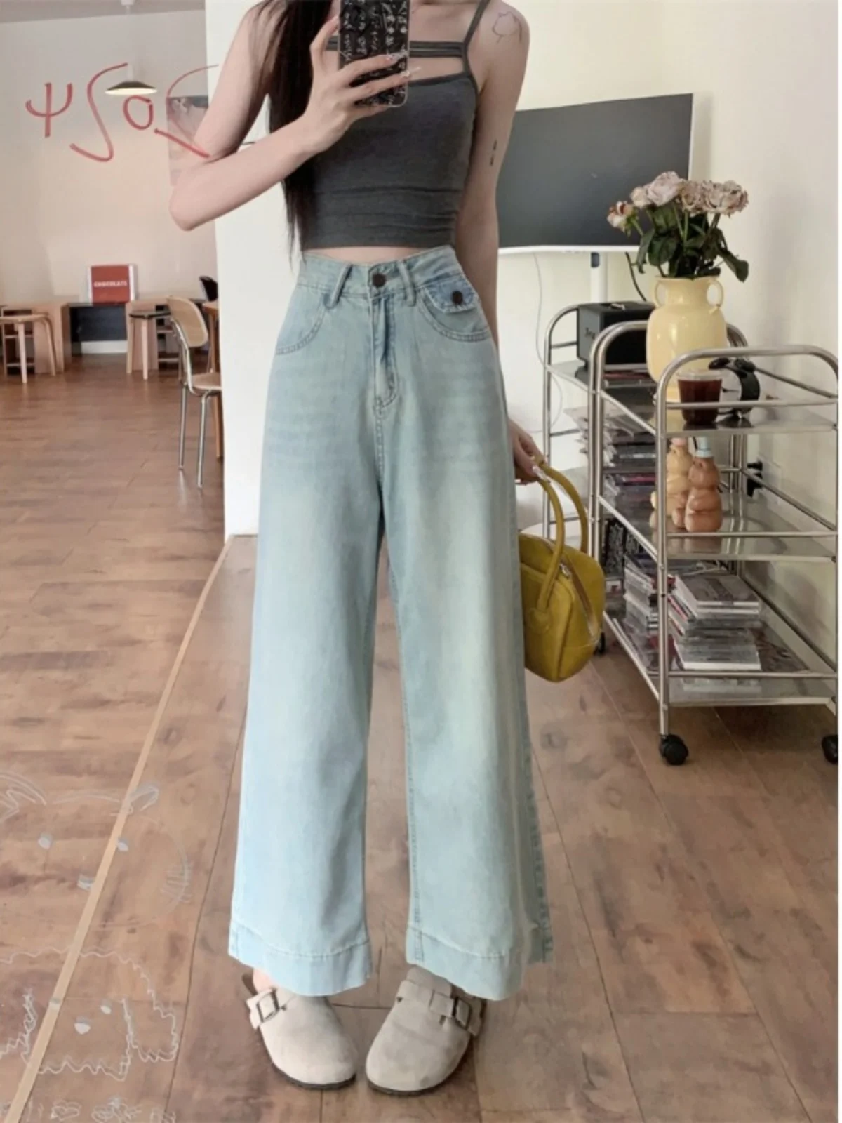 

Light Washed Retro Straight Leg Jeans Women's Spring 2026 New Loose High Waist Versatile Casual Nine-Piece Pants
