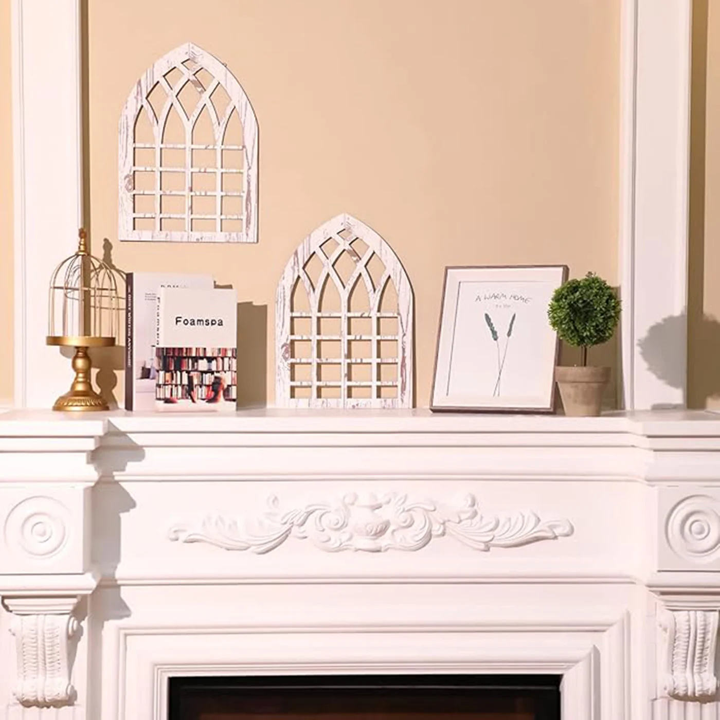 قطعتان من إطار نافذة ريفية بسيط لتزيين الحائط الخشبي لتزيين جدران المزرعة ونافذة مقوسة لتزيين الحائط