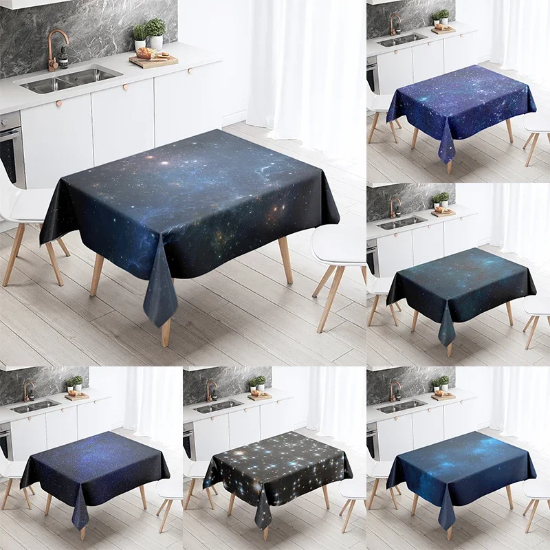 Starry Universe Tablecloth Beautiful  Antifouling Waterproof Rectangular Kitchen Table Home Decoration