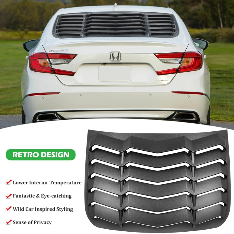 Rear Window Louver Windshield Sun Shade Cover for Honda Accord Sedan 4-Door 2018 - 2022 GT Lambo Style Custom Fit All Weather