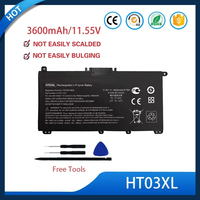 

Replacement Battery for HP Pavilion 14 15 X360 15s du1008TX TPN Q207 Laptop HT03XL 11.55V 3600mAh Li ion High Quality Safe