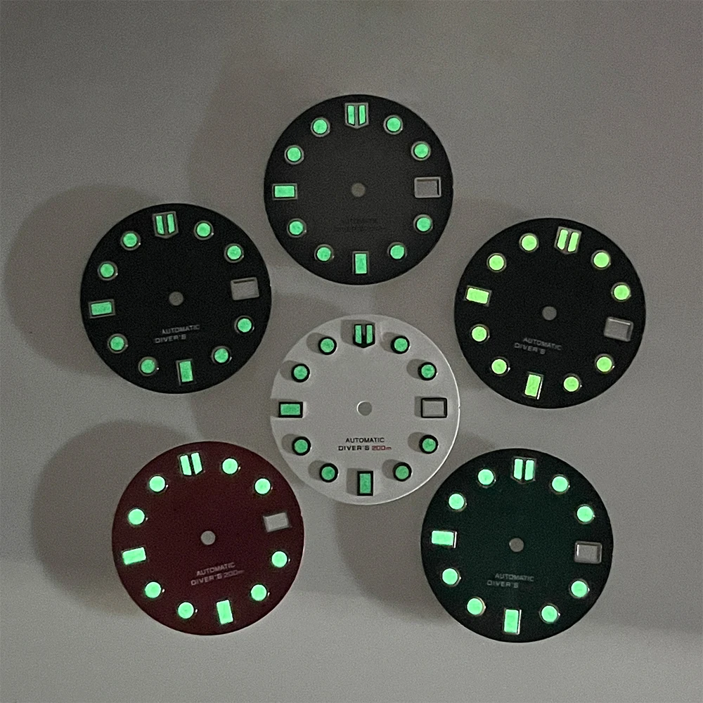 28.5mm S Logo Dial Suitable For NH35 NH36 Automatic Movement Green Luminous Watch Japan Watch Modification Accessories