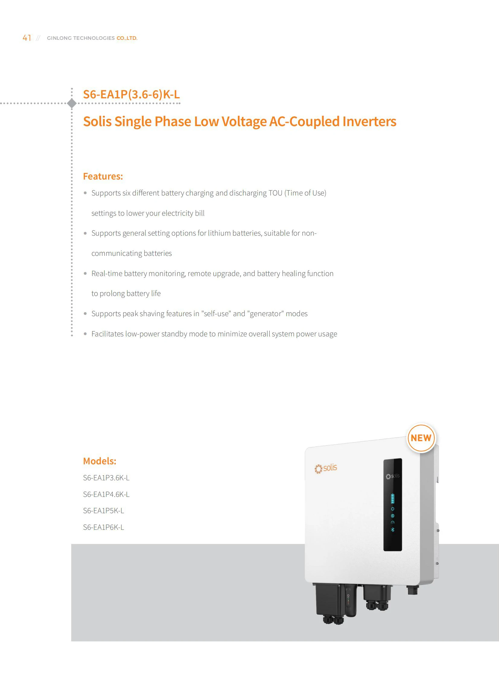 Solis 10Kw Hybrid Inverter Off Grid S6-EA1P(3.6-6)K-L Mini 3.6Kw Micro Solies 4.5Kw Hybrid 8k S6Eh3P2K