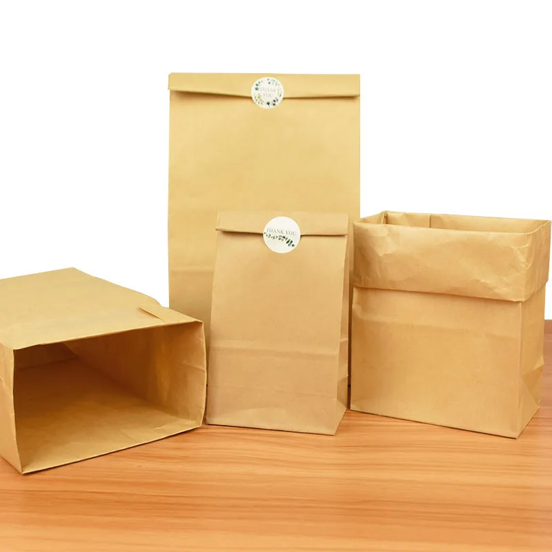 10pcs Fine Kraft Paper Bag Gift Pacakging Biscuit Candy Bread Cookie Snack Food Takeaway Bags Environmentally Friendly Paper Bag