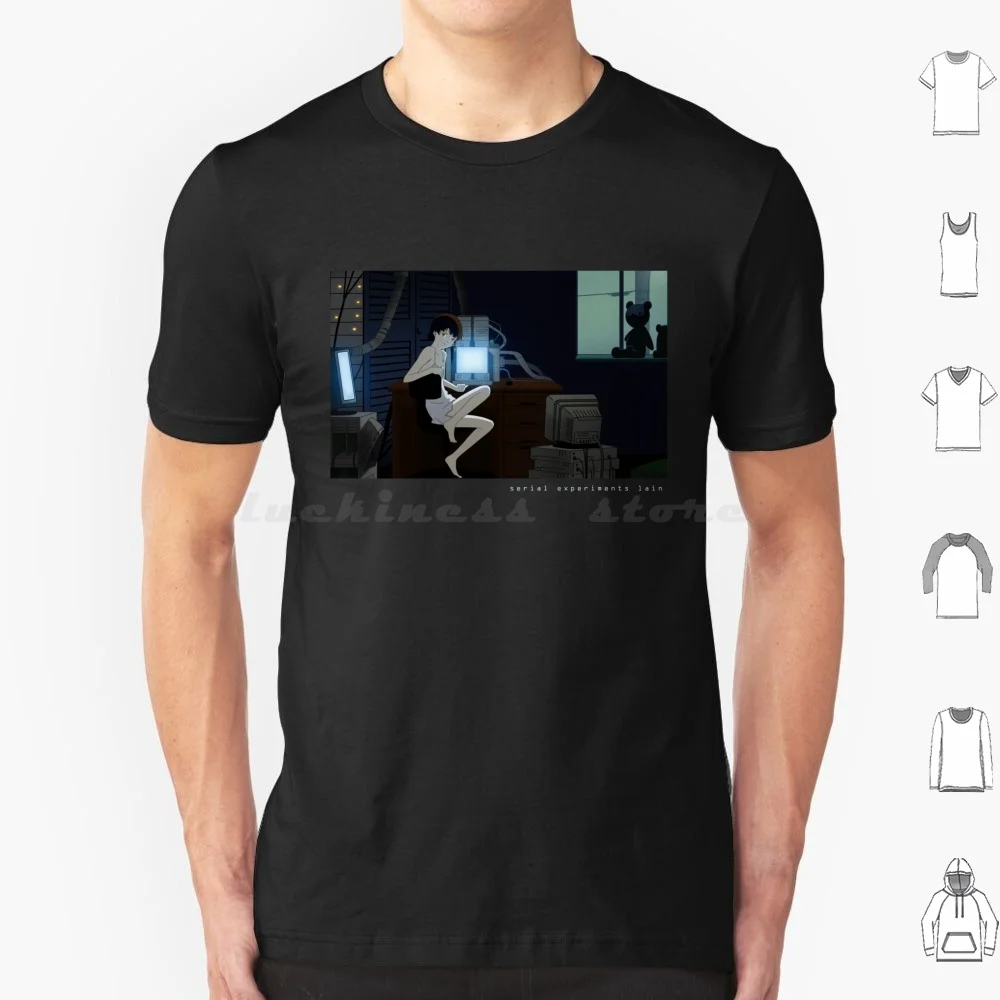 El dormitorio de Lain # 1 Camiseta de algodón para hombres y mujeres DIY estampado experimentos en serie Lain Anime Lain Manga 90s Japón Iwakura Vaporwave