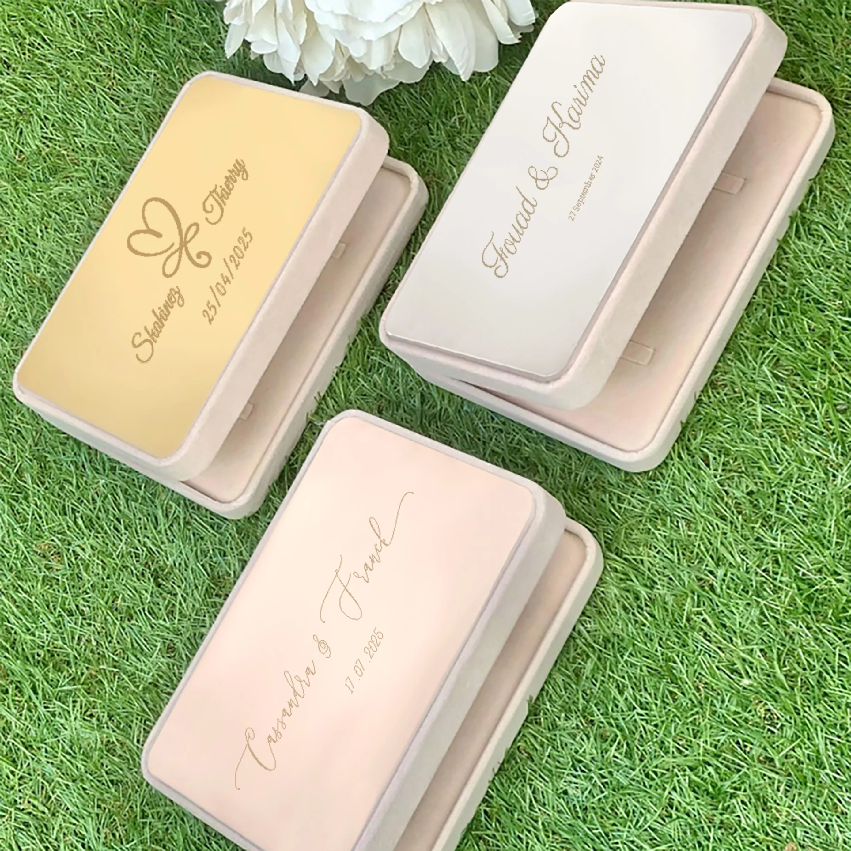 Personalise Jewelry Box with Engraved Acrylic Mirror Cover Cutom Wedding Ring Box Necklace Ring Earring Bracelet Gift Boxs Weddi