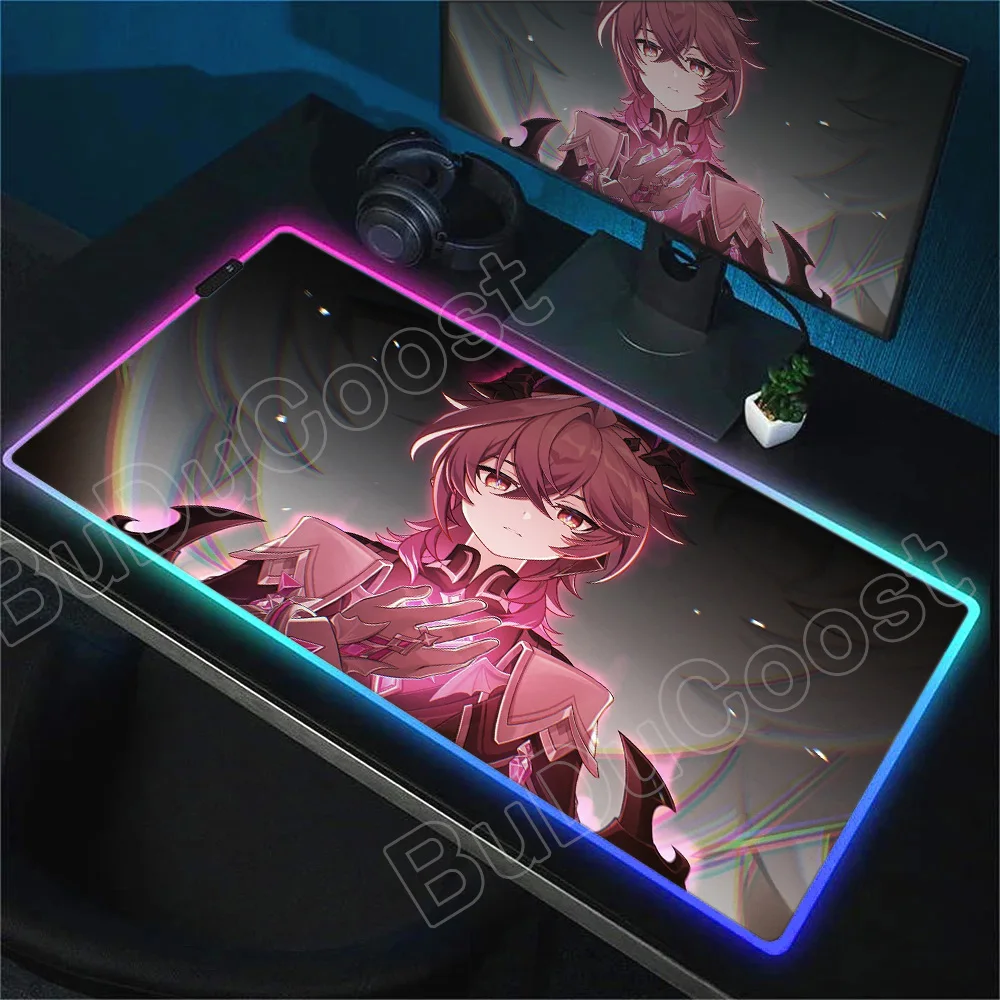 RGB Anime Desk Mat Genshin Impact Large 900x400mm Mouse Pad Carpet Computer Laptop Gaming Peripheral Accessories Durin Mousepad