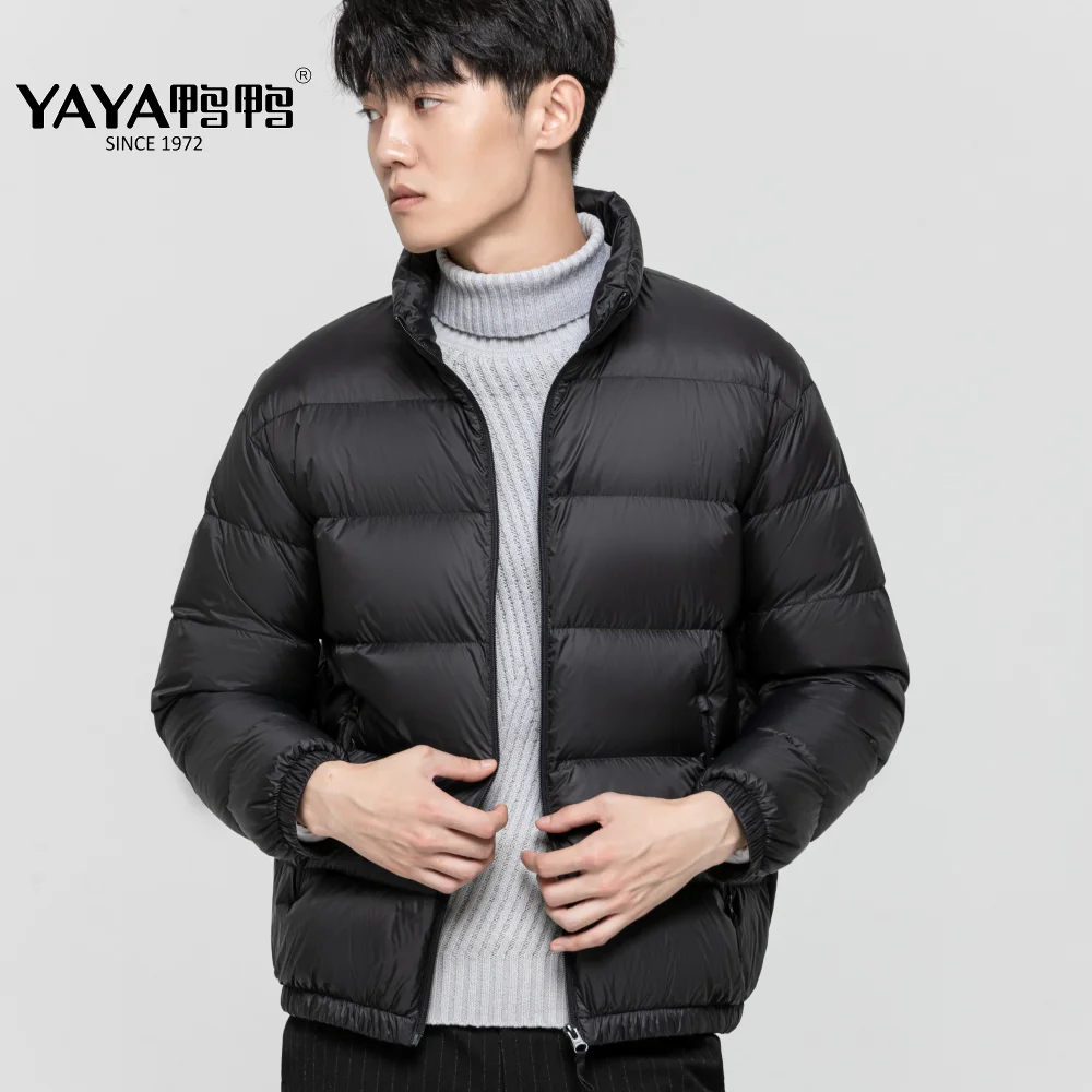 

YAYA 2021 Winter Men's 90% White Duck Down Jacket Hooded Couples Style Spring Puffy Coat Windbreak Business Casual Warm Outwear