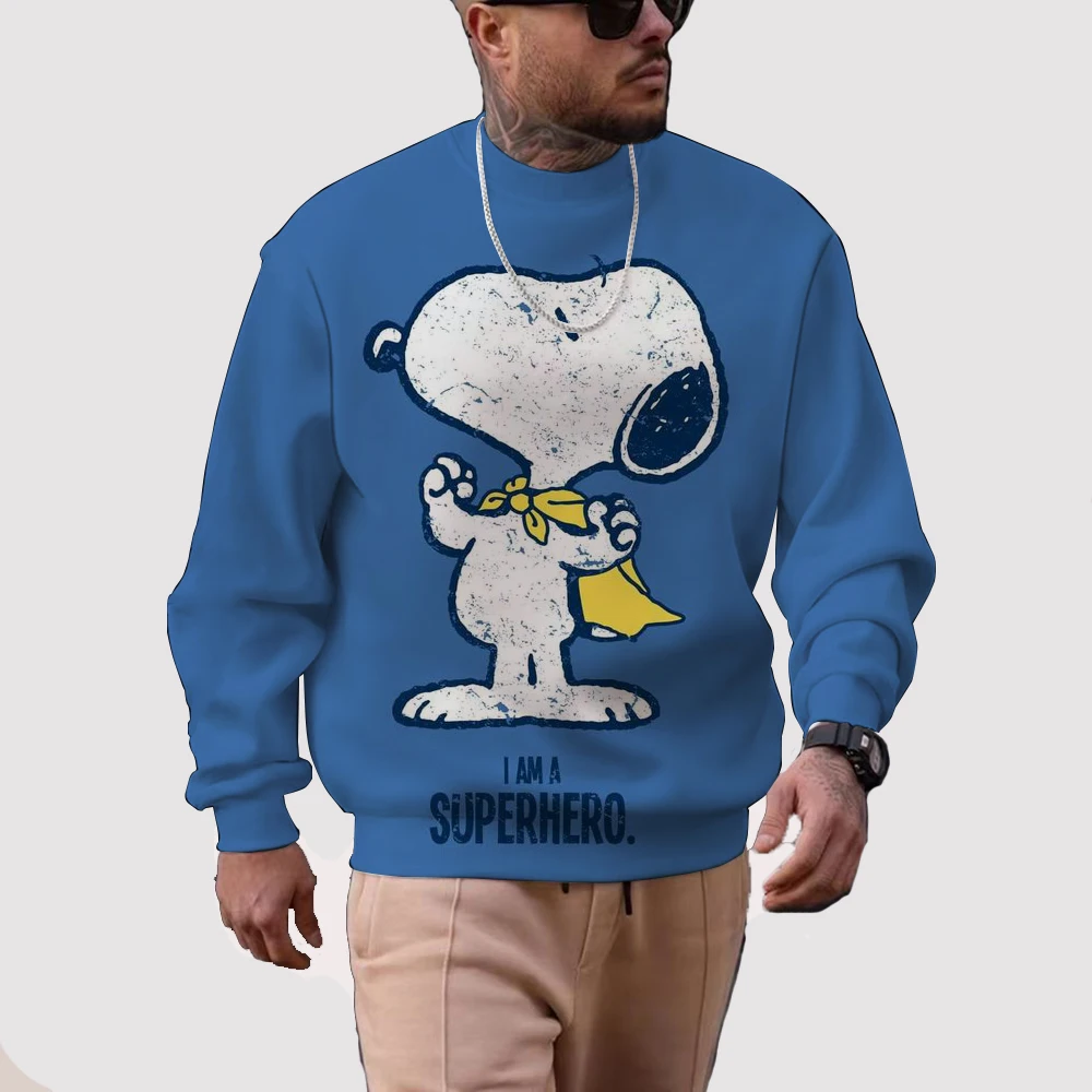 Men Snoopy cartoon print Women Sweatshirt Long Sleeve Crewneck Graphic Hoodie Clothes Couple Valentine's Day Gift Womens Clothes