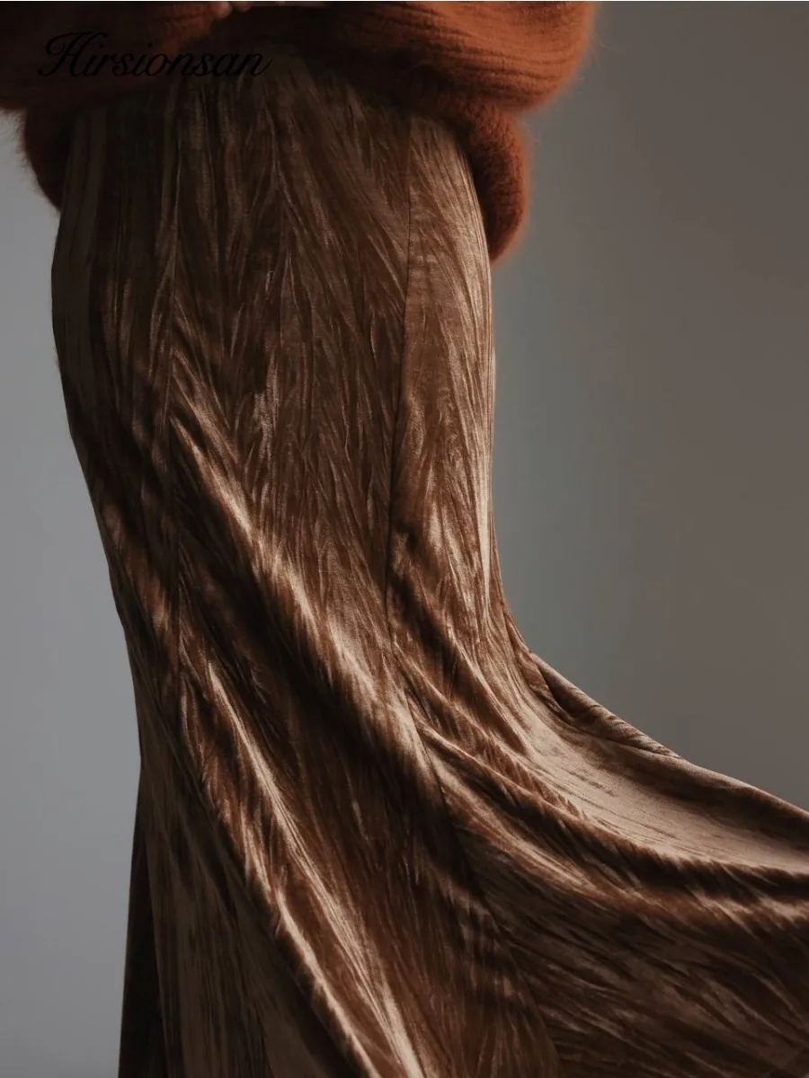 Hirsionsan 2026 printemps et automne nouveau produit demi-jupe pliée jupe trapèze verte en dentelle