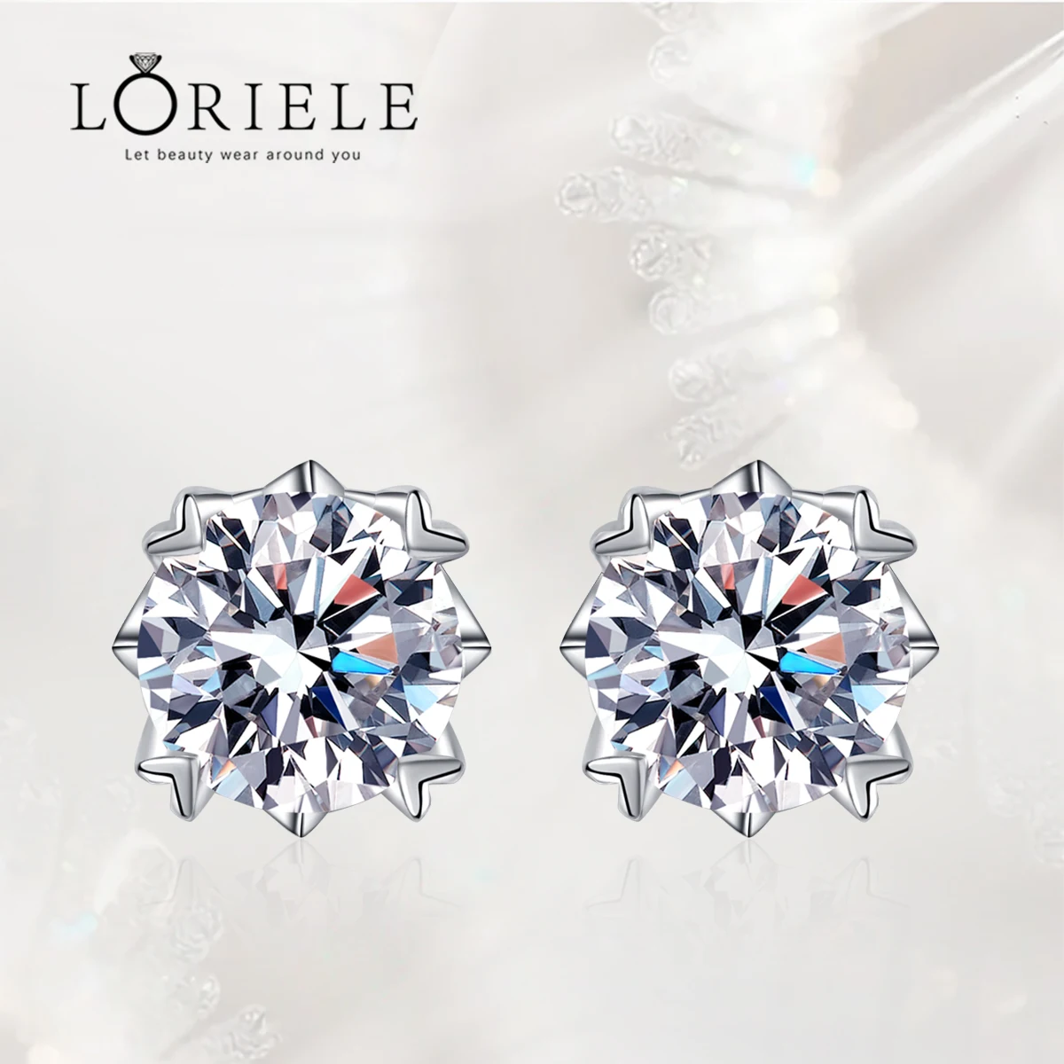 

LORIELE 0.5-2CT Certified Real Moissanite Stud Earrings for Women Sparkling Luxury Wedding Party Jewelry Sterling Silver 925 GRA