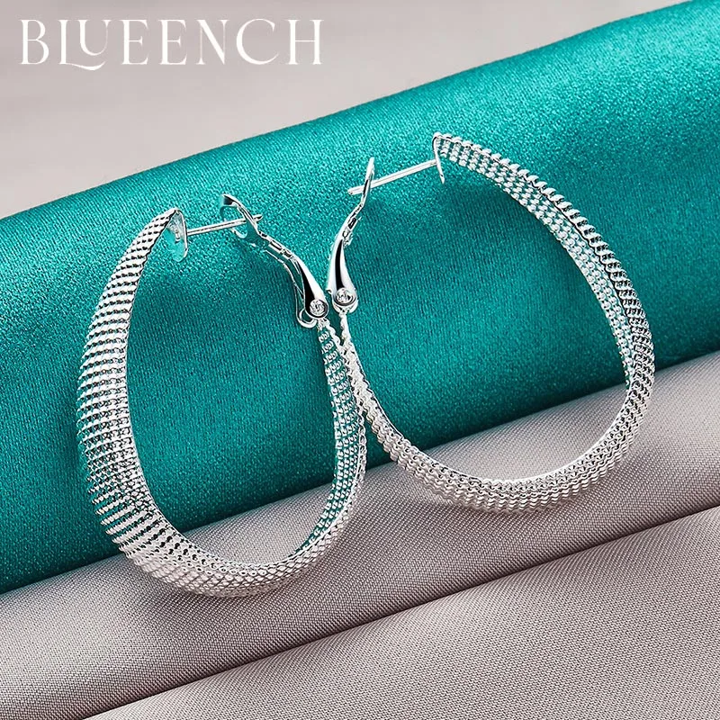 Blueench 925 Sterling Silver Simple Egg Shape Earrings for Ladies Engagement Wedding Party Fashion Temperament Jewelry