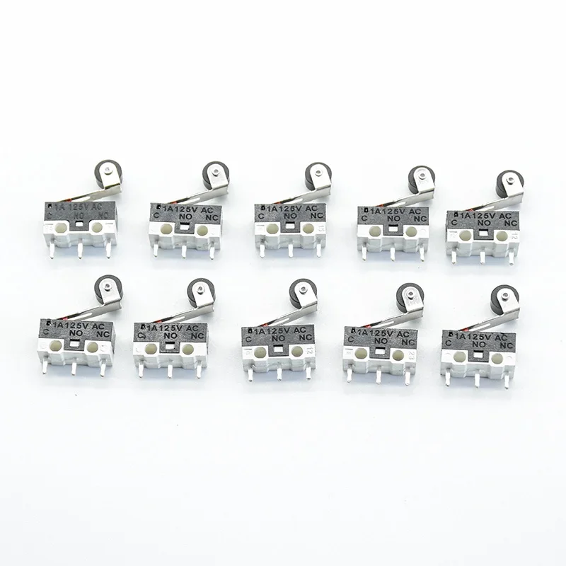 10pcs 12* 6 *6mm Limit Switch Push Button Switch 1A 125V AC  Switch 3Pins Long handle Roller Lever Arm SPDT  TIAIHUA