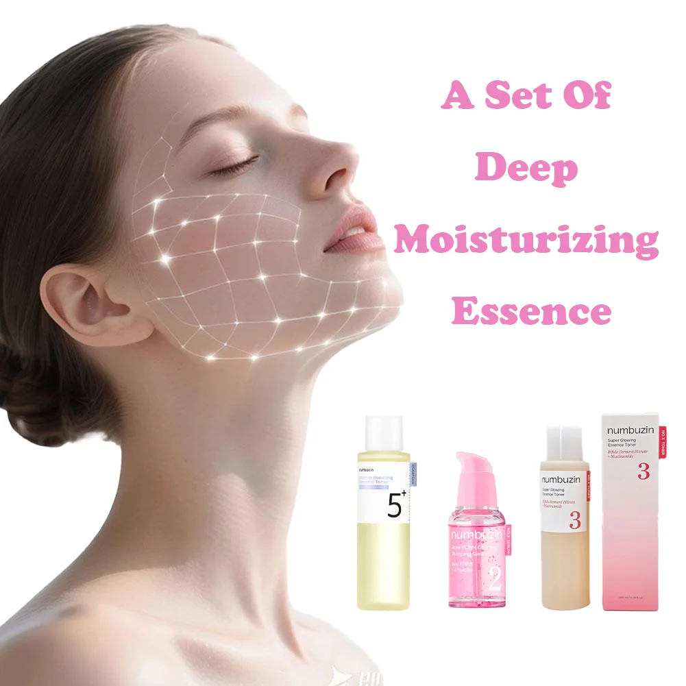 Un set de cuidado de la piel con tónico de esencia hidratante profunda de colágeno, reafirmante, hidratante, nutritivo, rejuvenecedor, facial diario