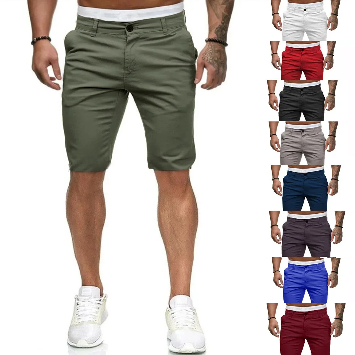 Men's Style Slim Color Shorts Pants Men Summer New Casual Shorts Fashion Button Pockets