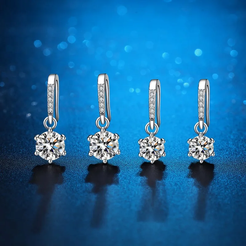 

Six-Prong Ear Hooks Women's 1CT Moissanite PT950 Platinum - Minimalist design, lasting shine meaning, for wearing & gifting