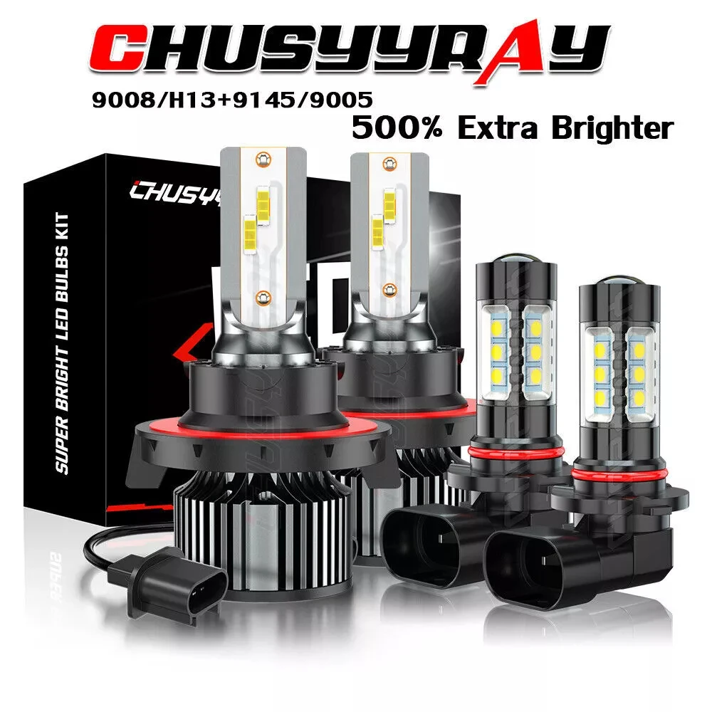 

4x 9008+9145 LED Headlight High Low Beam Combo Bulbs 12V 20000LM 6500K Super Bright White for Ford F150 F250 F350 2005-2014