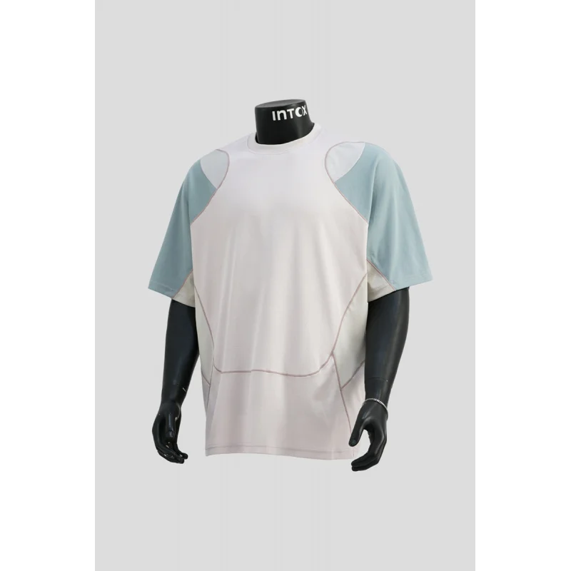 

Color blocking loose short sleeved T-shirt for men, trendy, loose, elastic, breathable, summer sports style design top