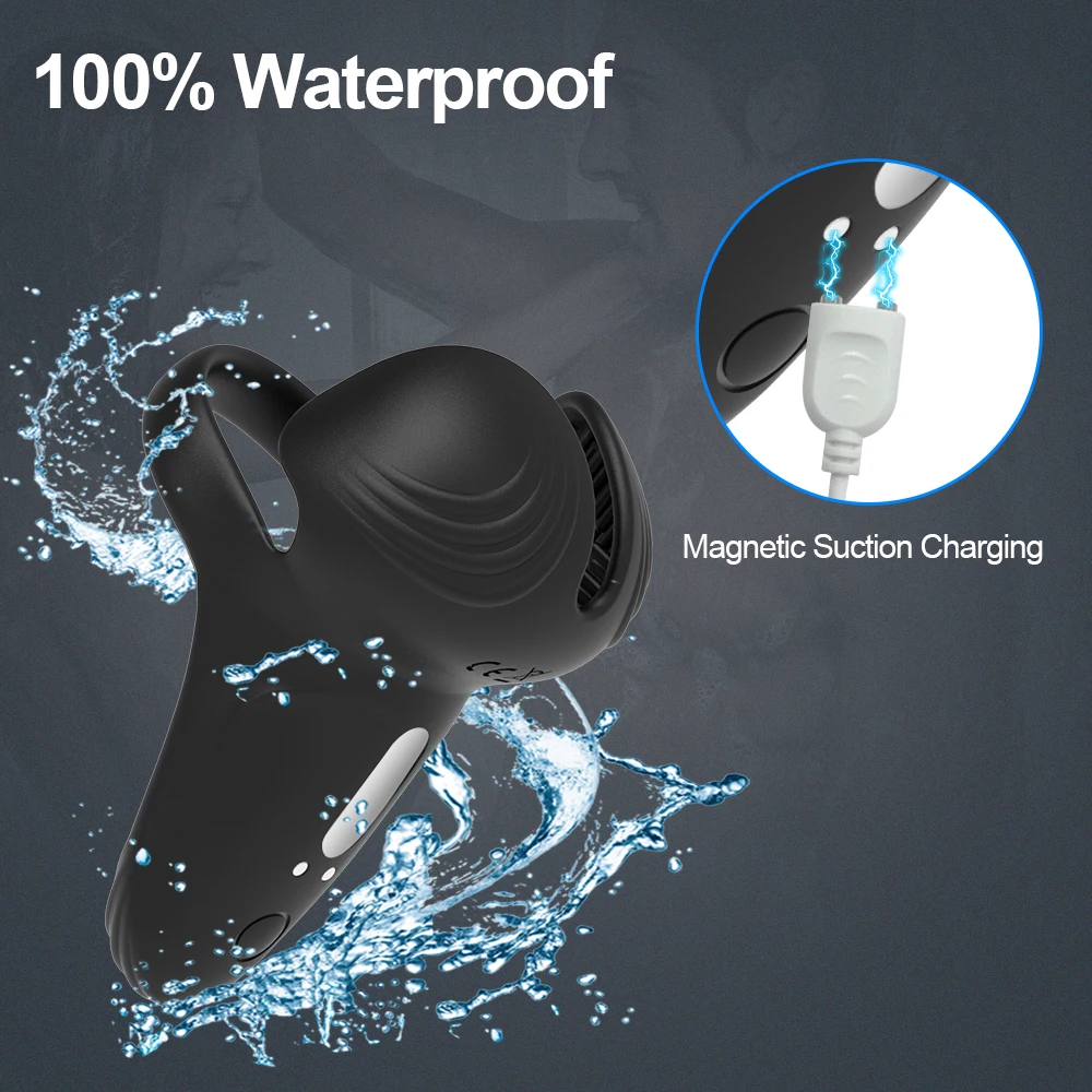 حلقة قضيب تهتز بجهاز تحكم عن بعد للرجال ، حلقة قضيب ، تأخير القذف ، محفز الصفن ، مدلك الخصية ، لعبة جنسية لـ 18 Plus