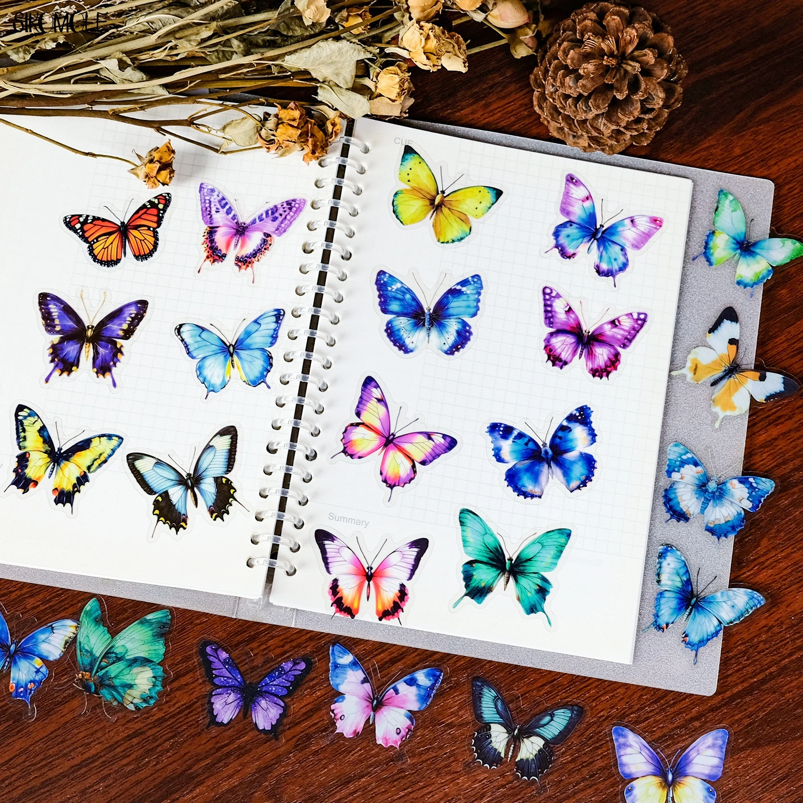 56 قطعة من ملصقات الحيوانات الأليفة الشفافة على شكل فراشة ملونة لتزيين الحيوانات وحساب اليد ومواد لوح التزلج على الجدران