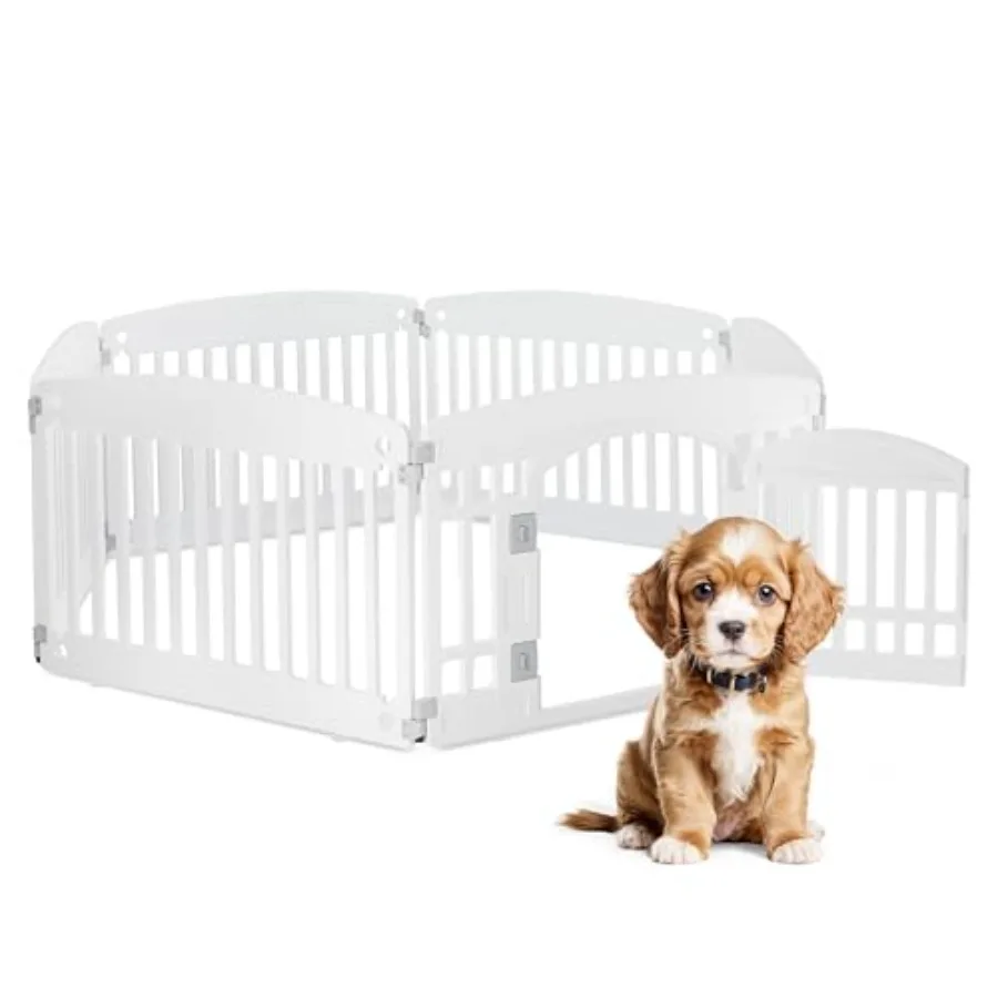 

6 Panel Dog Playpen 24 Exercise Puppy Playpen with Door Safe Secure Folding and Portable Pet Playpen for Indoor and Outdoor Use